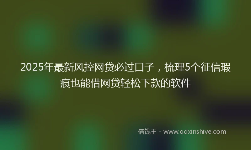 2025年最新风控网贷必过口子，梳理5个征信瑕疵也能借网贷轻松下款的软件