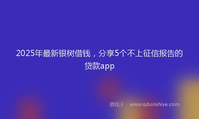 2025年最新银树借钱，分享5个不上征信报告的贷款app