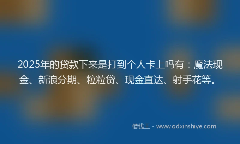 2025年的贷款下来是打到个人卡上吗有：魔法现金、新浪分期、粒粒贷、现金直达、射手花等。