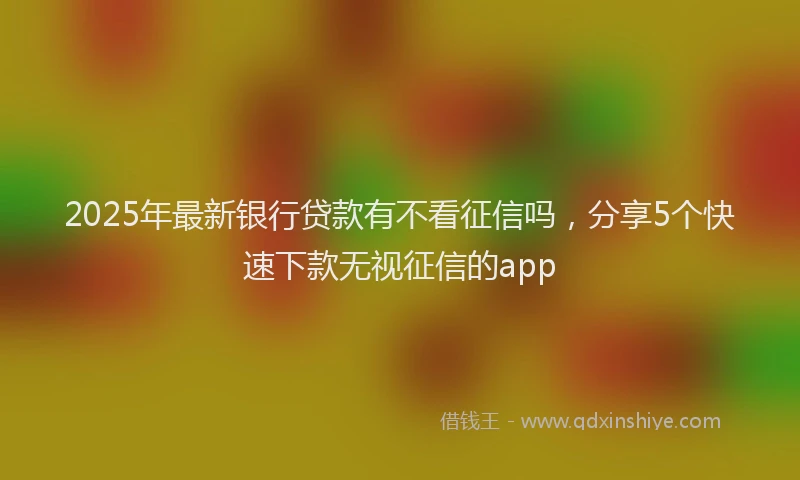 2025年最新银行贷款有不看征信吗，分享5个快速下款无视征信的app