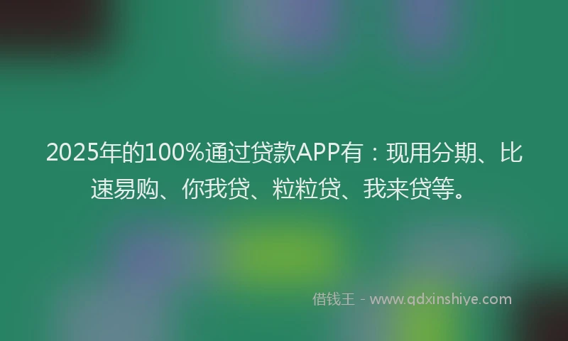 2025年的100%通过贷款APP有：现用分期、比速易购、你我贷、粒粒贷、我来贷等。
