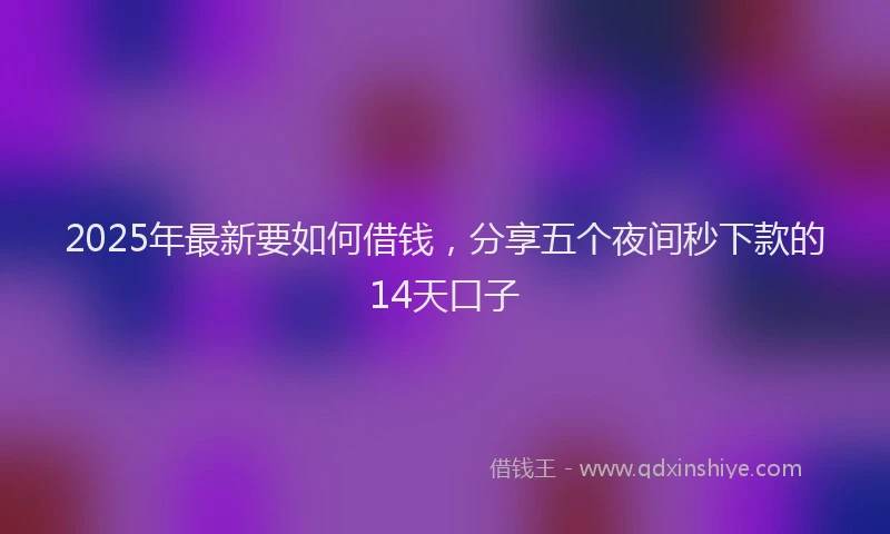 2025年最新要如何借钱，分享五个夜间秒下款的14天口子