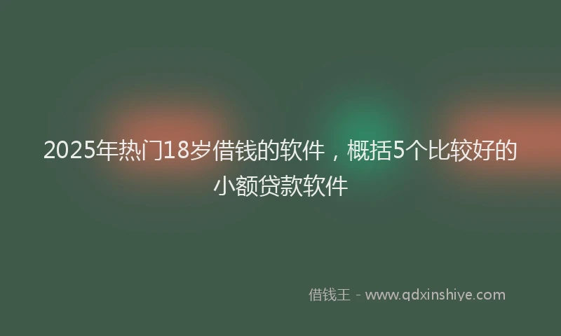 2025年热门18岁借钱的软件，概括5个比较好的小额贷款软件