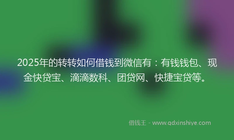 2025年的转转如何借钱到微信有：有钱钱包、现金快贷宝、滴滴数科、团贷网、快捷宝贷等。