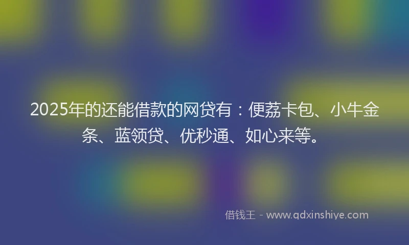 2025年的还能借款的网贷有：便荔卡包、小牛金条、蓝领贷、优秒通、如心来等。
