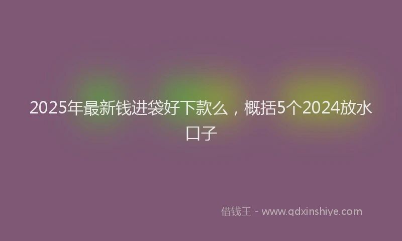 2025年最新钱进袋好下款么，概括5个2024放水口子