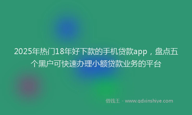 2025年热门18年好下款的手机贷款app，盘点五个黑户可快速办理小额贷款业务的平台