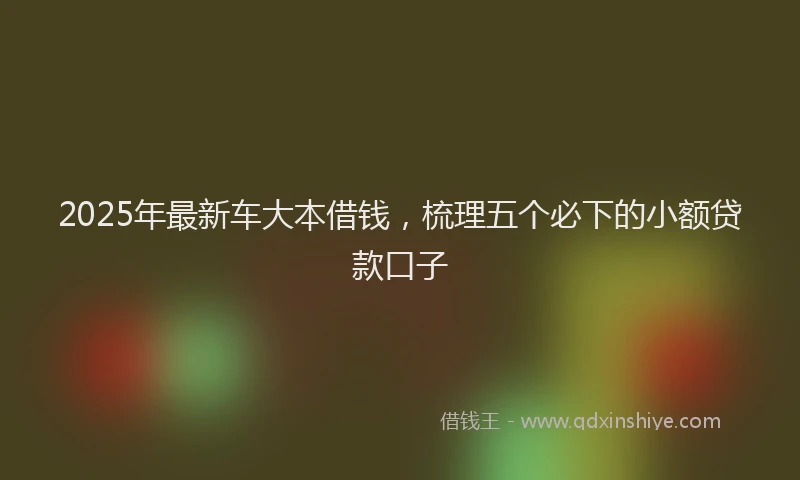 2025年最新车大本借钱，梳理五个必下的小额贷款口子