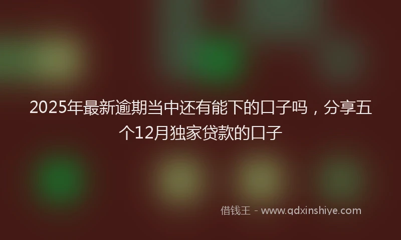 2025年最新逾期当中还有能下的口子吗，分享五个12月独家贷款的口子
