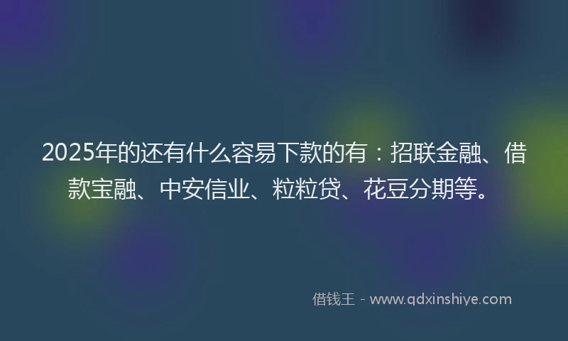 2025年的还有什么容易下款的有：招联金融、借款宝融、中安信业、粒粒贷、花豆分期等。