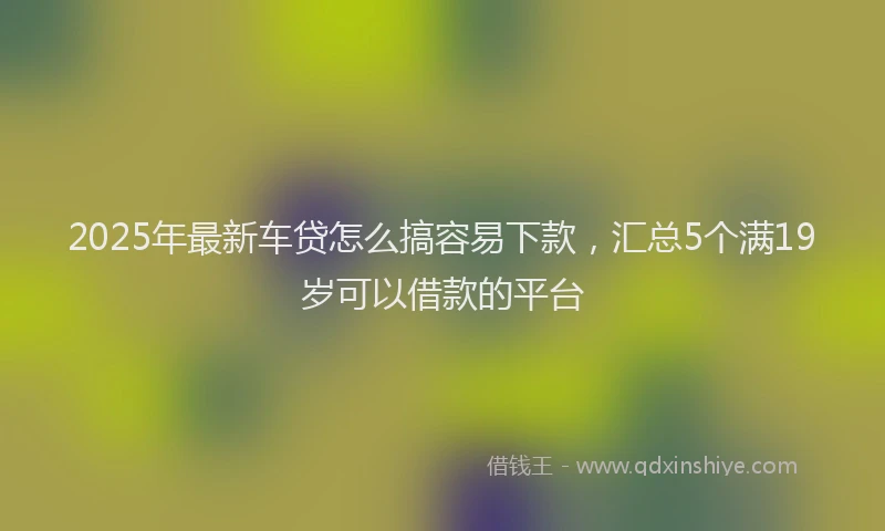 2025年最新车贷怎么搞容易下款，汇总5个满19岁可以借款的平台
