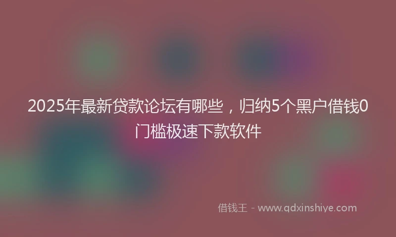 2025年最新贷款论坛有哪些，归纳5个黑户借钱0门槛极速下款软件