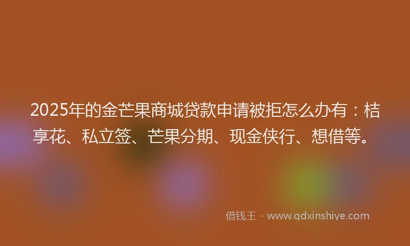 2025年的金芒果商城贷款申请被拒怎么办有：桔享花、私立签、芒果分期、现金侠行、想借等。