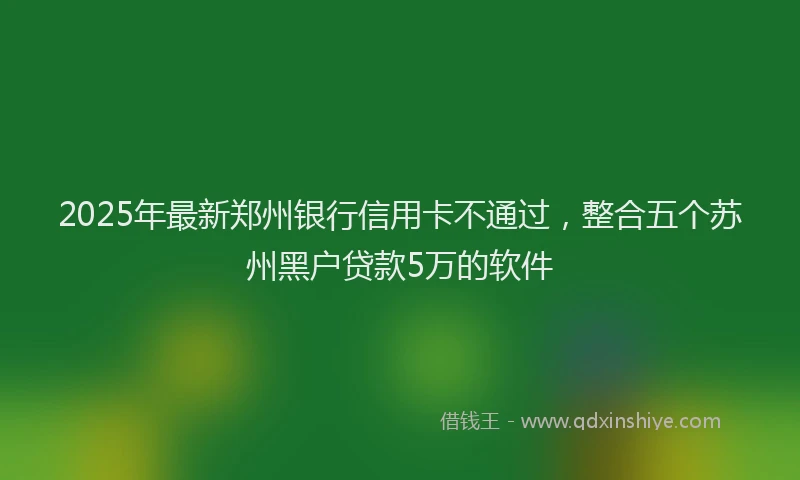 2025年最新郑州银行信用卡不通过，整合五个苏州黑户贷款5万的软件