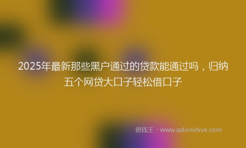 2025年最新那些黑户通过的贷款能通过吗，归纳五个网贷大口子轻松借口子