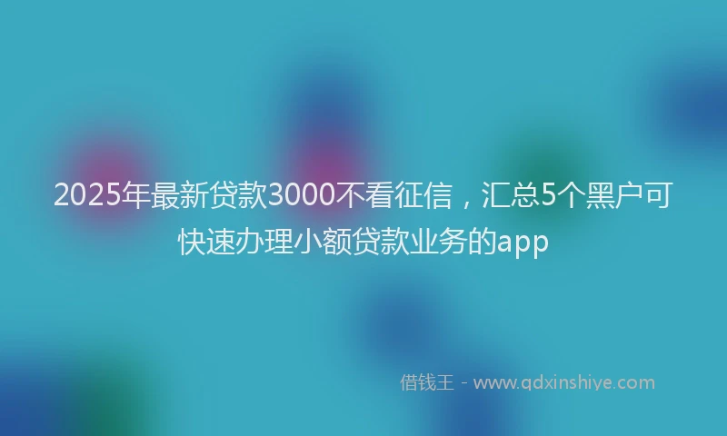 2025年最新贷款3000不看征信，汇总5个黑户可快速办理小额贷款业务的app