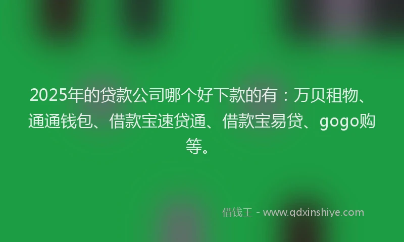 2025年的贷款公司哪个好下款的有：万贝租物、通通钱包、借款宝速贷通、借款宝易贷、gogo购等。