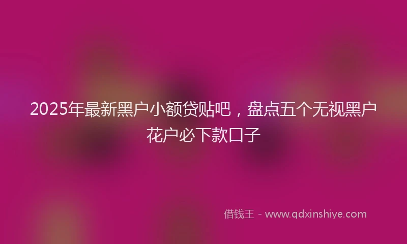 2025年最新黑户小额贷贴吧，盘点五个无视黑户花户必下款口子