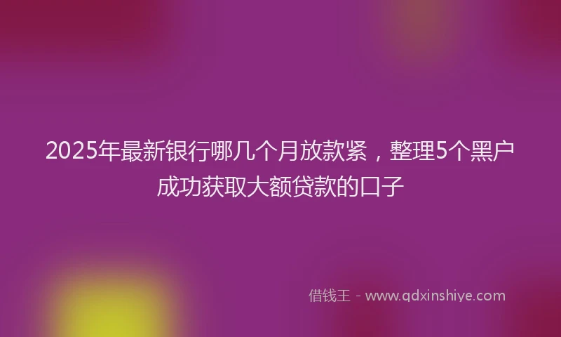2025年最新银行哪几个月放款紧，整理5个黑户成功获取大额贷款的口子
