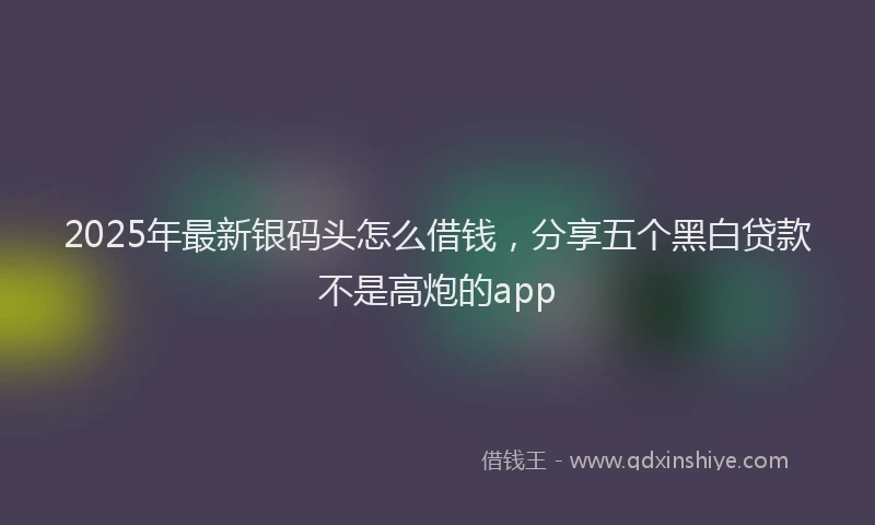 2025年最新银码头怎么借钱，分享五个黑白贷款不是高炮的app