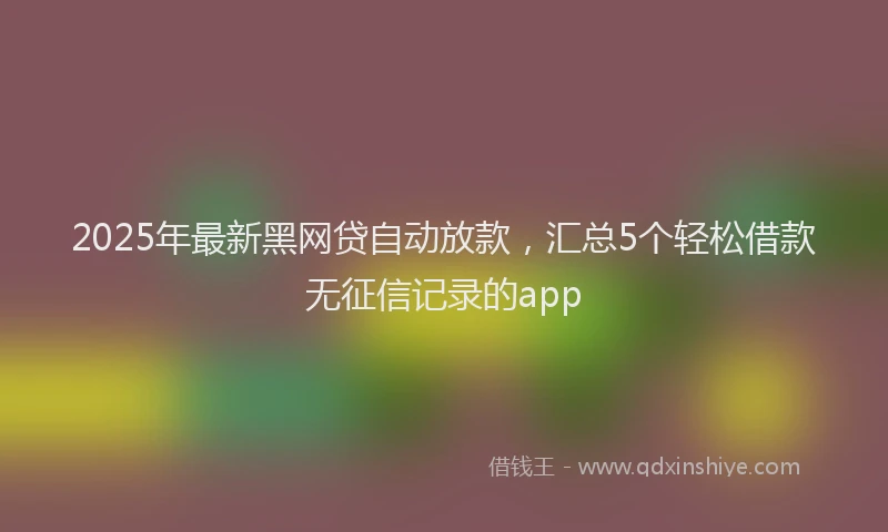 2025年最新黑网贷自动放款，汇总5个轻松借款无征信记录的app
