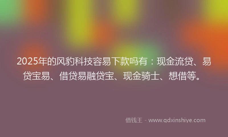 2025年的风豹科技容易下款吗有：现金流贷、易贷宝易、借贷易融贷宝、现金骑士、想借等。