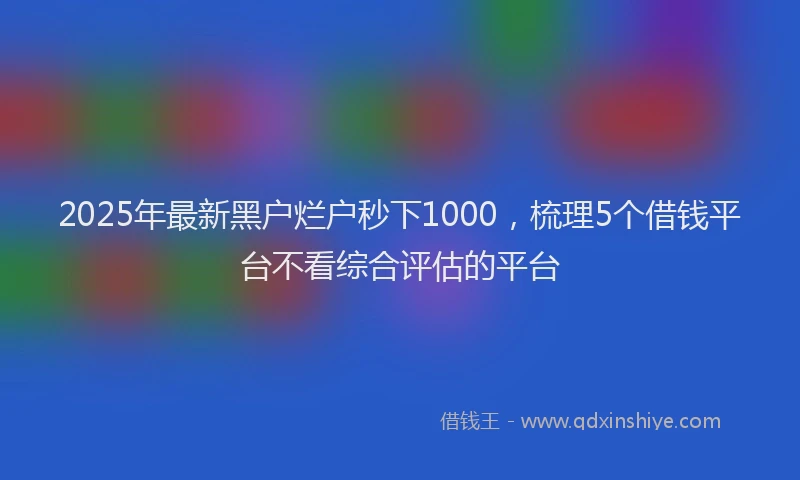 2025年最新黑户烂户秒下1000，梳理5个借钱平台不看综合评估的平台