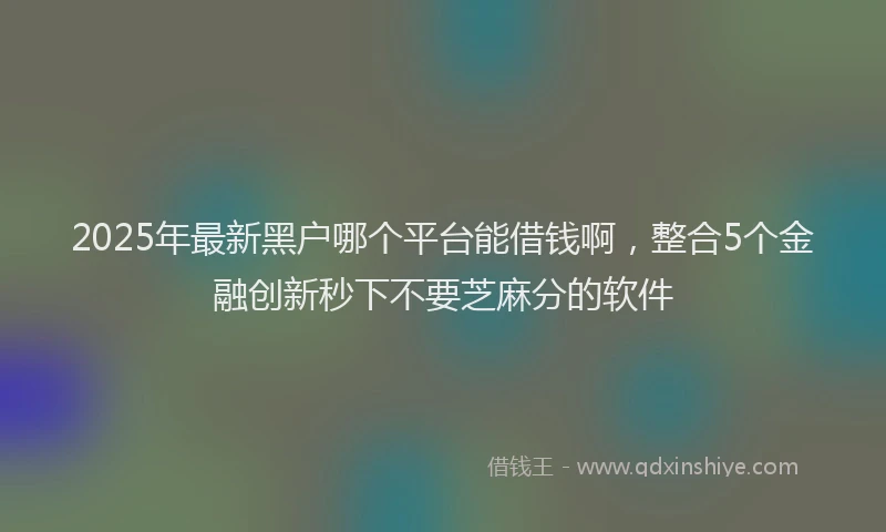 2025年最新黑户哪个平台能借钱啊，整合5个金融创新秒下不要芝麻分的软件