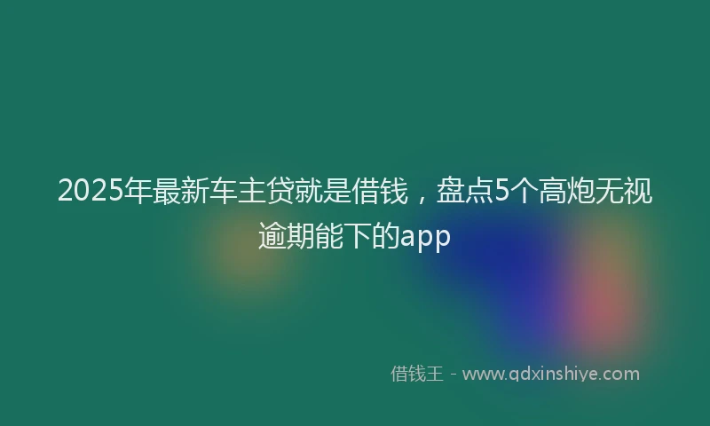 2025年最新车主贷就是借钱，盘点5个高炮无视逾期能下的app