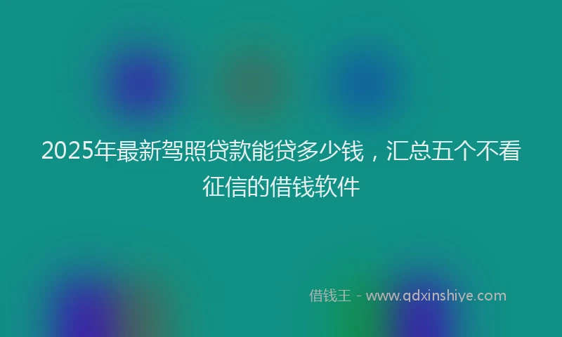 2025年最新驾照贷款能贷多少钱，汇总五个不看征信的借钱软件