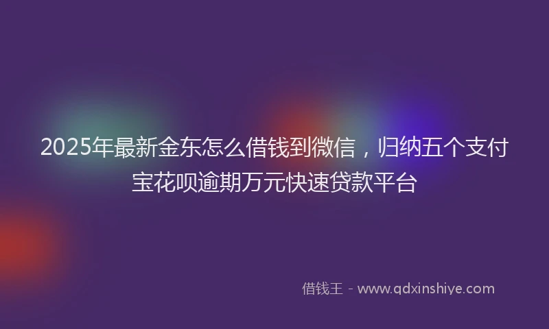 2025年最新金东怎么借钱到微信，归纳五个支付宝花呗逾期万元快速贷款平台
