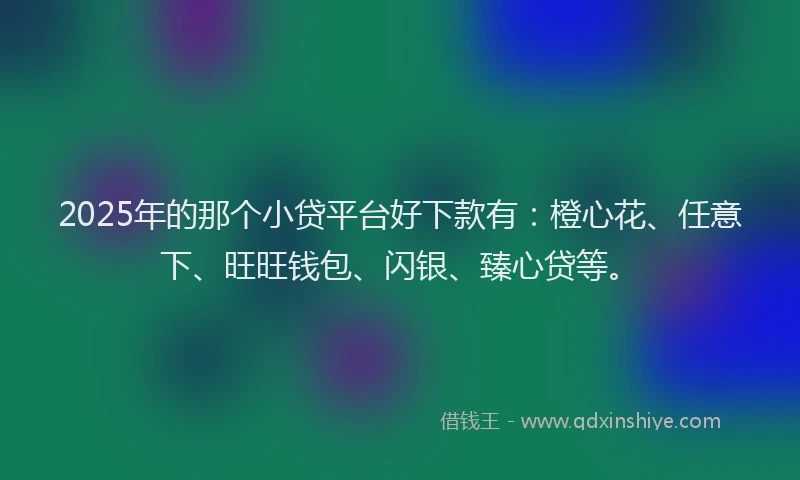 2025年的那个小贷平台好下款有：橙心花、任意下、旺旺钱包、闪银、臻心贷等。