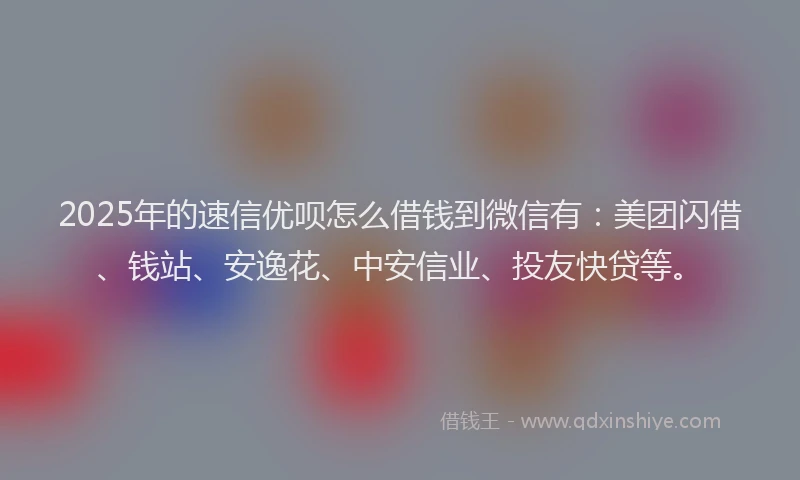 2025年的速信优呗怎么借钱到微信有：美团闪借、钱站、安逸花、中安信业、投友快贷等。