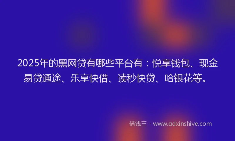 2025年的黑网贷有哪些平台有：悦享钱包、现金易贷通途、乐享快借、读秒快贷、哈银花等。