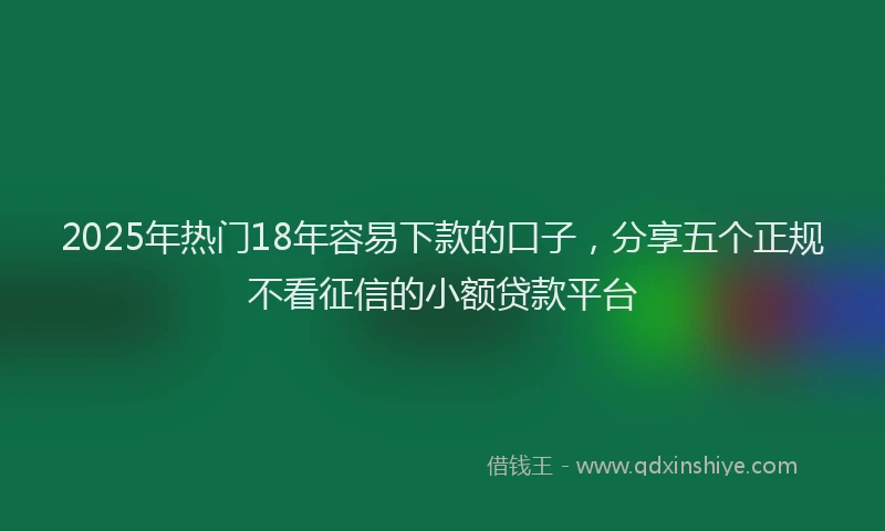 2025年热门18年容易下款的口子，分享五个正规不看征信的小额贷款平台