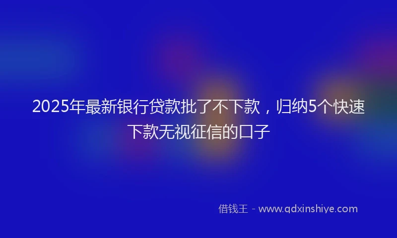 2025年最新银行贷款批了不下款，归纳5个快速下款无视征信的口子