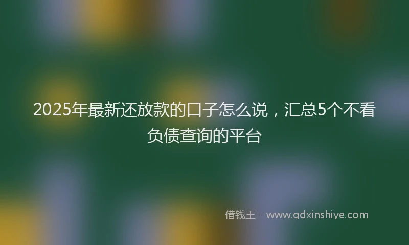 2025年最新还放款的口子怎么说，汇总5个不看负债查询的平台