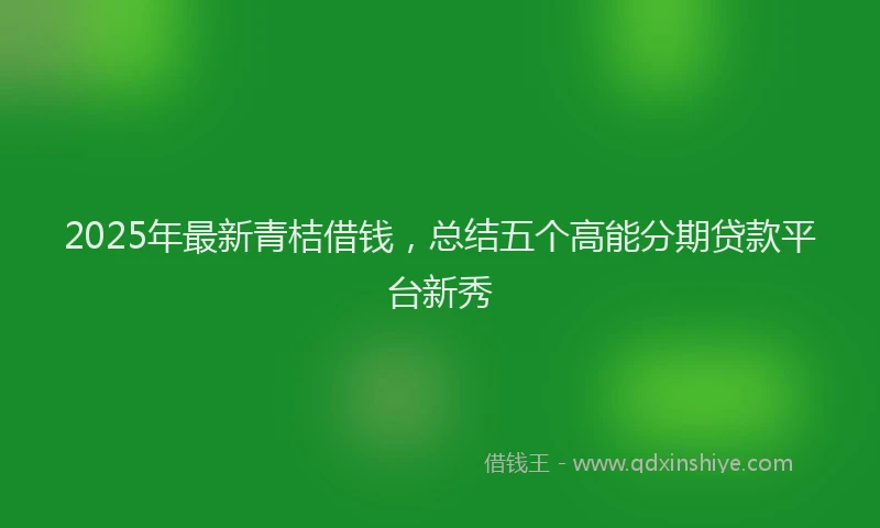 2025年最新青桔借钱，总结五个高能分期贷款平台新秀