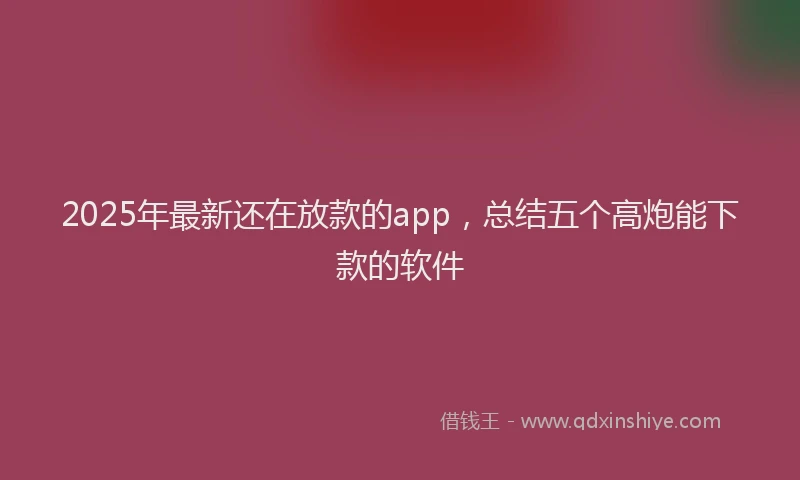 2025年最新还在放款的app，总结五个高炮能下款的软件