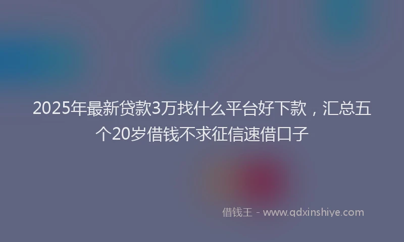 2025年最新贷款3万找什么平台好下款，汇总五个20岁借钱不求征信速借口子
