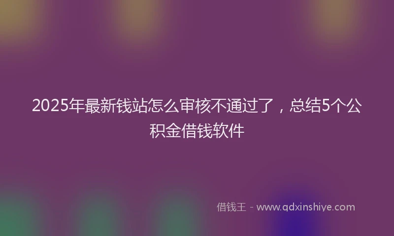 2025年最新钱站怎么审核不通过了，总结5个公积金借钱软件