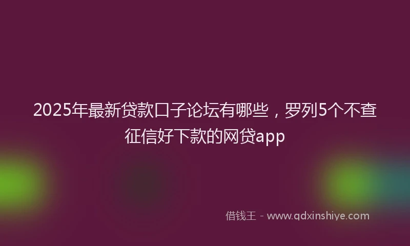 2025年最新贷款口子论坛有哪些，罗列5个不查征信好下款的网贷app