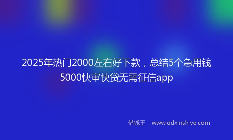 2025年热门2000左右好下款，总结5个急用钱5000快审快贷无需征信app