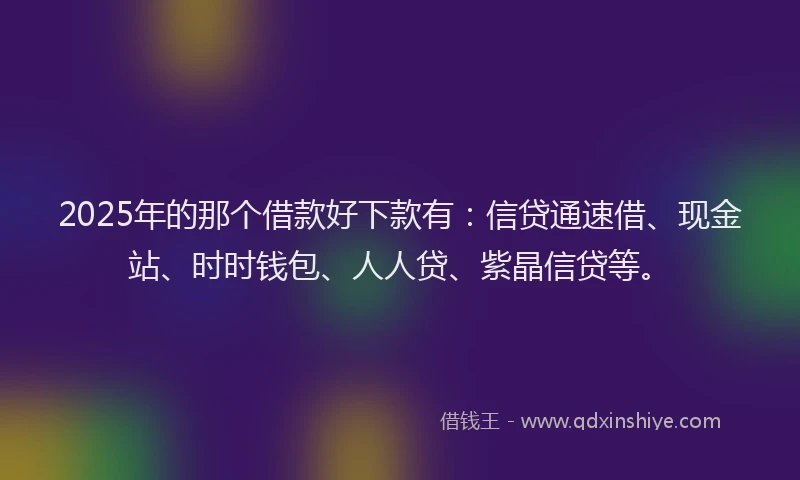 2025年的那个借款好下款有：信贷通速借、现金站、时时钱包、人人贷、紫晶信贷等。
