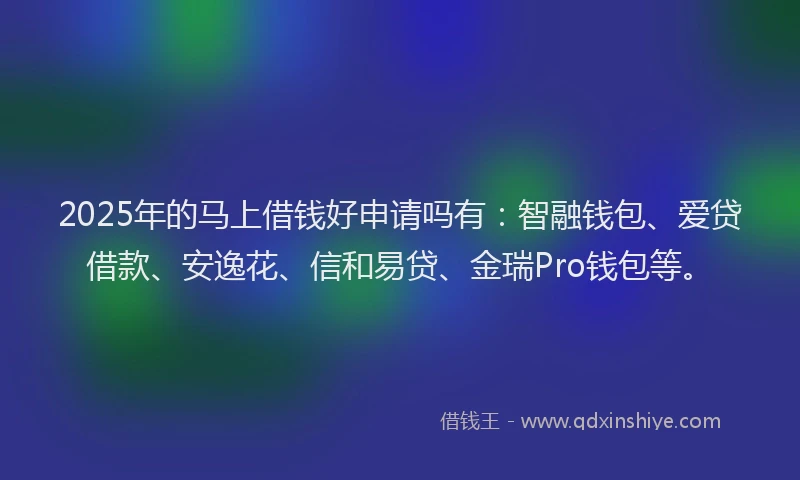 2025年的马上借钱好申请吗有：智融钱包、爱贷借款、安逸花、信和易贷、金瑞Pro钱包等。
