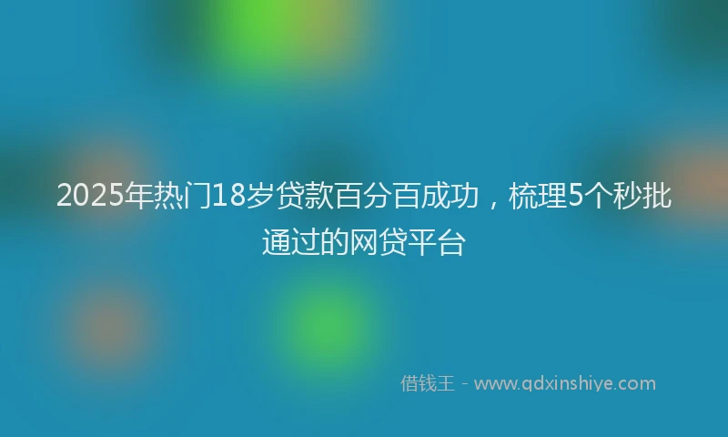 2025年热门18岁贷款百分百成功，梳理5个秒批通过的网贷平台