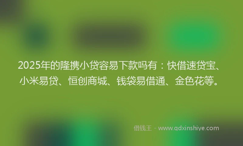 2025年的隆携小贷容易下款吗有：快借速贷宝、小米易贷、恒创商城、钱袋易借通、金色花等。