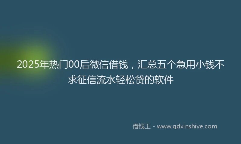 2025年热门00后微信借钱，汇总五个急用小钱不求征信流水轻松贷的软件