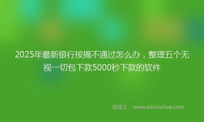 2025年最新银行按揭不通过怎么办，整理五个无视一切包下款5000秒下款的软件