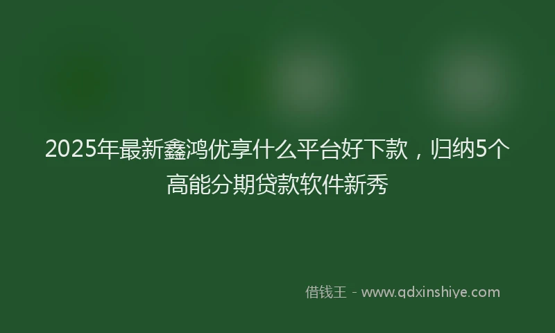 2025年最新鑫鸿优享什么平台好下款，归纳5个高能分期贷款软件新秀